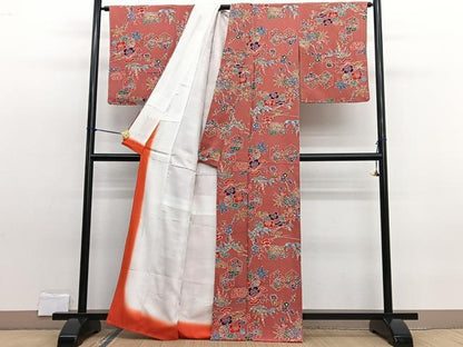 平和屋着物■上質な小紋　型染め　松竹梅亀甲文　鬼しぼ縮緬　正絹　逸品　未使用　BAAW7669hv