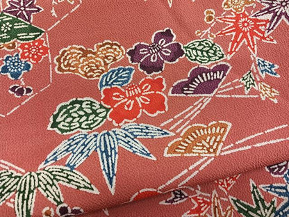 平和屋着物■上質な小紋　型染め　松竹梅亀甲文　鬼しぼ縮緬　正絹　逸品　未使用　BAAW7669hv