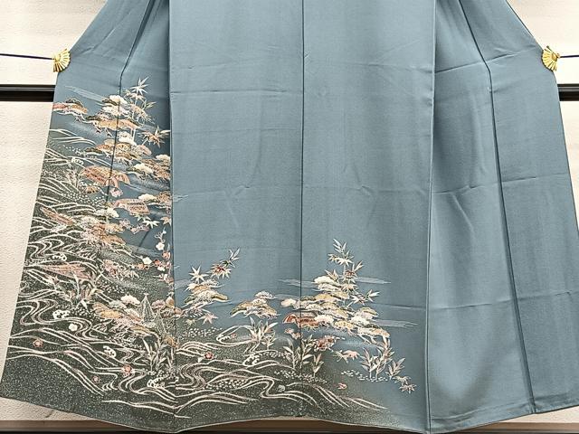 平和屋着物■訪問着　立波松竹梅　暈し染め　金彩　正絹　逸品　BAAW7673hv