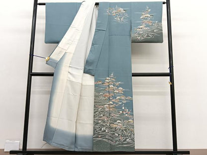 平和屋着物■訪問着　立波松竹梅　暈し染め　金彩　正絹　逸品　BAAW7673hv