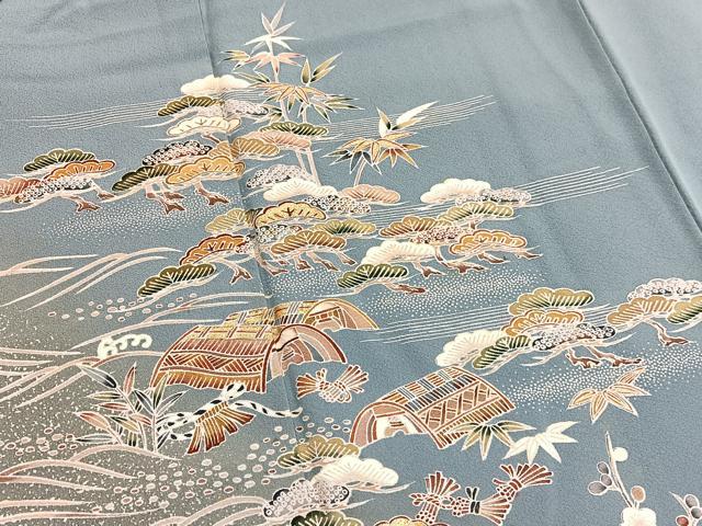 平和屋着物■訪問着　立波松竹梅　暈し染め　金彩　正絹　逸品　BAAW7673hv