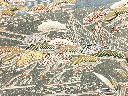 平和屋着物■訪問着　立波松竹梅　暈し染め　金彩　正絹　逸品　BAAW7673hv