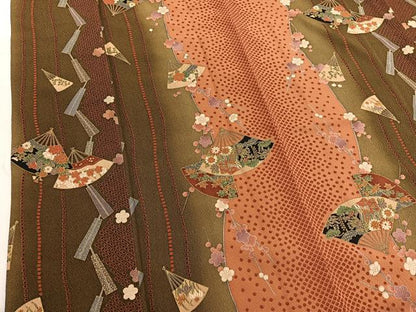 平和屋着物■上質な小紋　扇面花文　暈し染め　金彩　正絹　逸品　BAAW7676hv