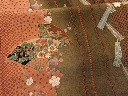 平和屋着物■上質な小紋　扇面花文　暈し染め　金彩　正絹　逸品　BAAW7676hv