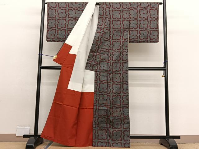 平和屋着物■本場大島紬　7マルキ　草花文　正絹　逸品　BAAW7678hv