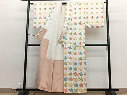 平和屋着物■上質な小紋　舞蝶文　金彩　正絹　逸品　BAAW7684hv