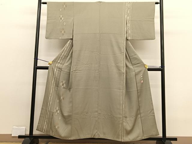 平和屋着物■訪問着 作家物 ふくれ織 菱文 正絹 逸品 BAAW7694hv