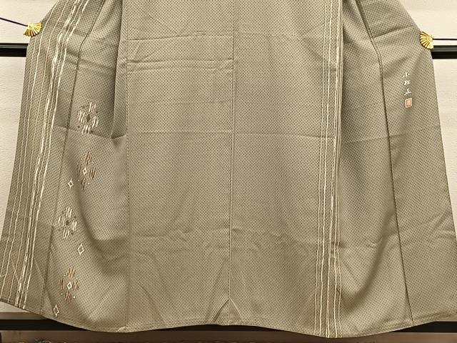 平和屋着物■訪問着 作家物 ふくれ織 菱文 正絹 逸品 BAAW7694hv