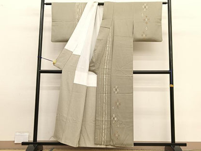 平和屋着物■訪問着 作家物 ふくれ織 菱文 正絹 逸品 BAAW7694hv