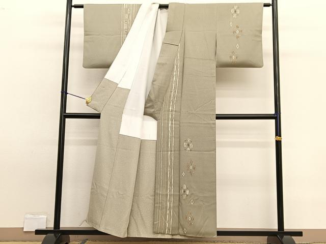 平和屋着物■訪問着 作家物 ふくれ織 菱文 正絹 逸品 BAAW7694hv