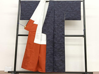 平和屋着物■上質な紬　草花文　正絹　逸品　BAAW7695hv