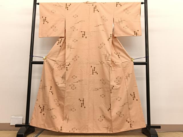 平和屋着物■上質な紬　絣文様　正絹　逸品　BAAW7699hv