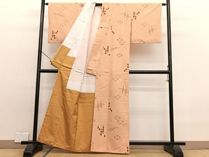 平和屋着物■上質な紬　絣文様　正絹　逸品　BAAW7699hv