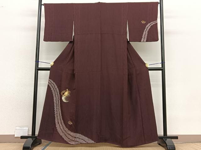 平和屋着物■訪問着　駒刺繍　ふくれ織　地紙鶴文　金彩　さが美扱い　正絹　逸品　BAAW7701hv