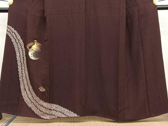 平和屋着物■訪問着　駒刺繍　ふくれ織　地紙鶴文　金彩　さが美扱い　正絹　逸品　BAAW7701hv