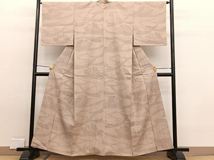 平和屋着物■上質な紬　立波文　正絹　逸品　BAAW7703hv