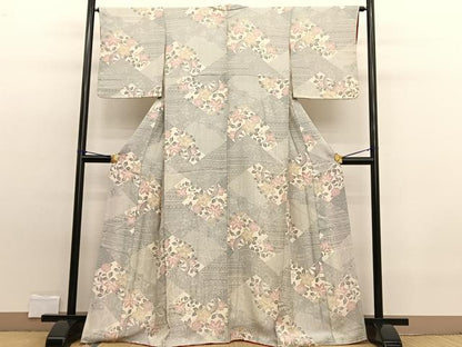 平和屋着物■上質な小紋 源氏車花文 正絹 逸品 BAAW7704hv