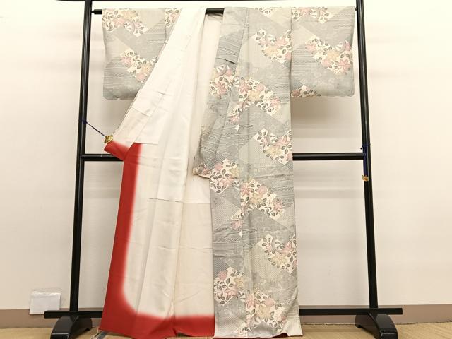 平和屋着物■上質な小紋 源氏車花文 正絹 逸品 BAAW7704hv