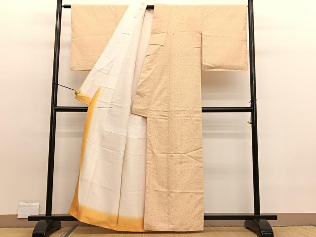 平和屋着物■上質な紬　麻の葉文様　正絹　逸品　BAAW7710hv