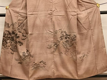平和屋着物■訪問着　紬地　手描き　風景文　正絹　逸品　BAAW7711hv