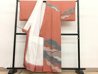 平和屋着物■訪問着　絞り　道長花文　金彩　正絹　逸品　未使用　BAAW7712hv