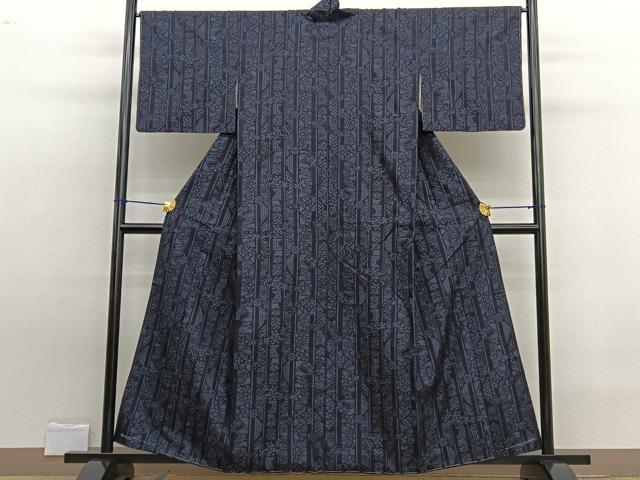 平和屋着物■上質な紬　80亀甲　流水花間道　正絹　逸品　未使用　BAAW7713hv