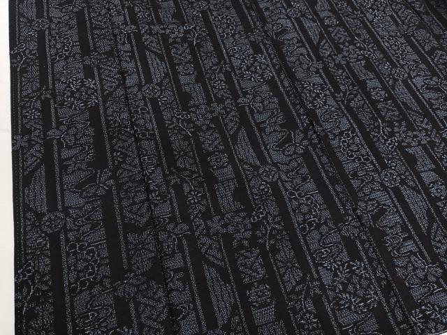 平和屋着物■上質な紬　80亀甲　流水花間道　正絹　逸品　未使用　BAAW7713hv