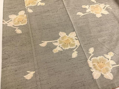 平和屋着物■上質な紬　椿　正絹　逸品　BAAW7716hv