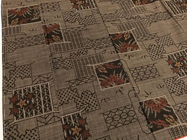 平和屋着物■本場大島紬　7マルキ　草葉風景文　正絹　逸品　未使用　BAAW7718hv