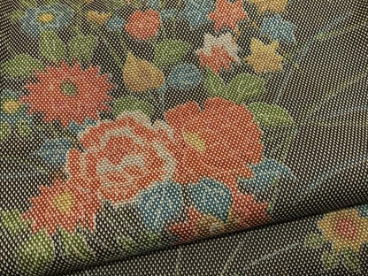 平和屋着物■上質なお召　草花文　正絹　逸品　BAAW7720hv