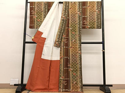 平和屋着物■上質な小紋　ふくれ織　花喰い鳳凰舞蝶文　金彩　正絹　逸品　BAAW7725hv