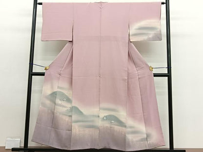 平和屋着物■訪問着　手描き　遠山飛鳥文　暈し染め　正絹　逸品　BAAW7727hv