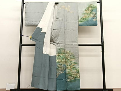 平和屋着物■訪問着 浜松文 暈し染め 金銀彩 正絹 逸品 BAAW7728hv