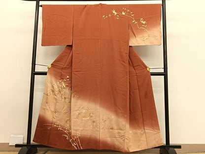 平和屋着物■訪問着　駒刺繍　短冊枝花文　暈し染め　金彩　正絹　逸品　BAAW7730hv