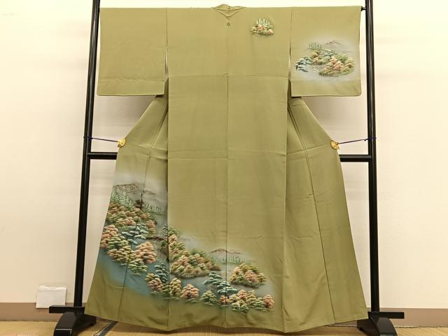 平和屋着物■訪問着　手描き　風景文　暈し染め　金彩　正絹　逸品　BAAW7731hv