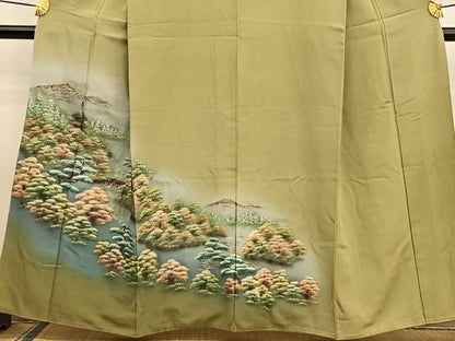 平和屋着物■訪問着　手描き　風景文　暈し染め　金彩　正絹　逸品　BAAW7731hv
