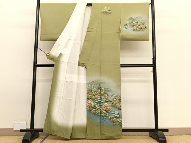 平和屋着物■訪問着　手描き　風景文　暈し染め　金彩　正絹　逸品　BAAW7731hv