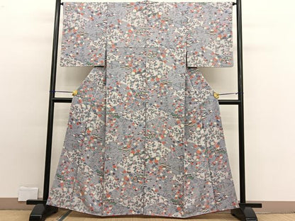 平和屋着物■上質な小紋 御所解花文 正絹 逸品 BAAW7732hv