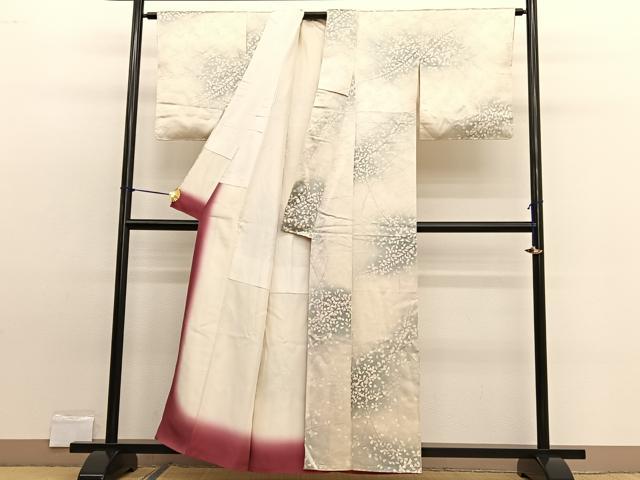 平和屋着物■上質な小紋 舞花文 暈し染め 正絹 逸品 BAAW7748hv