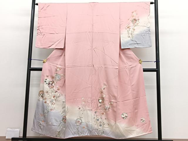 平和屋着物■訪問着 雪輪花文 暈し染め 金彩 正絹 逸品 BAAW7749hv