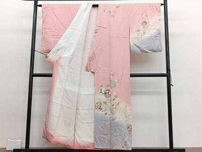 平和屋着物■訪問着 雪輪花文 暈し染め 金彩 正絹 逸品 BAAW7749hv