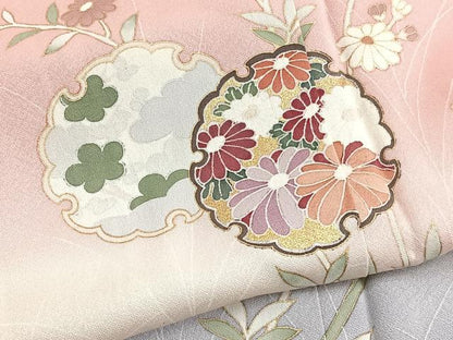 平和屋着物■訪問着 雪輪花文 暈し染め 金彩 正絹 逸品 BAAW7749hv