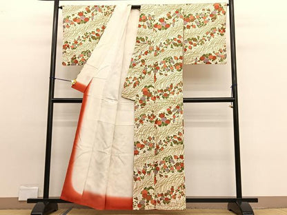 平和屋着物■上質な小紋　草花文　金彩　正絹　逸品　BAAW7760hv