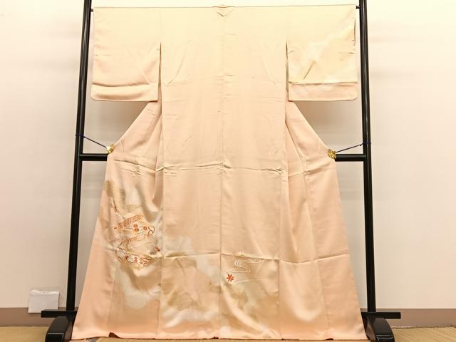 平和屋着物■訪問着　総刺繍　絞り　花絵巻文　金彩　正絹　逸品　BAAW7761hv