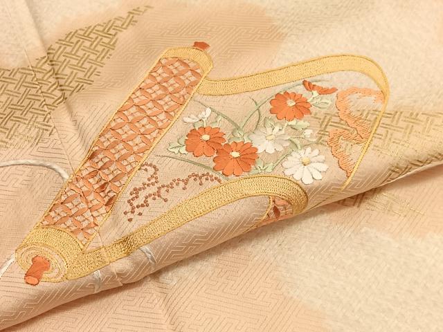 平和屋着物■訪問着　総刺繍　絞り　花絵巻文　金彩　正絹　逸品　BAAW7761hv