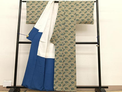 平和屋着物■上質な小紋　切嵌花文　正絹　逸品　BAAW7771hv