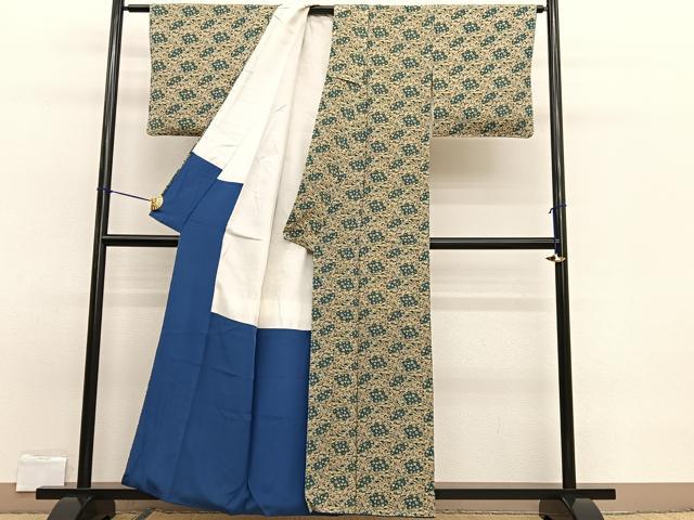 平和屋着物■上質な小紋　切嵌花文　正絹　逸品　BAAW7771hv