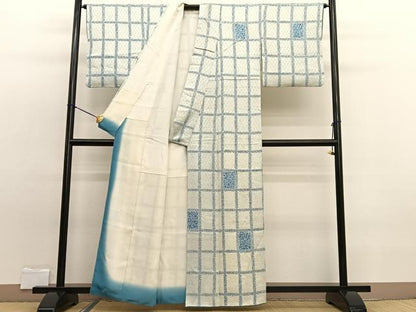 平和屋着物■訪問着　絞り　格子花唐草文　正絹　逸品　BAAW7772hv
