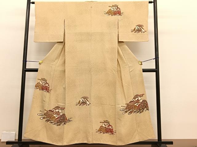 平和屋着物■訪問着　型染め　重山草花文　正絹　逸品　BAAW7779hv
