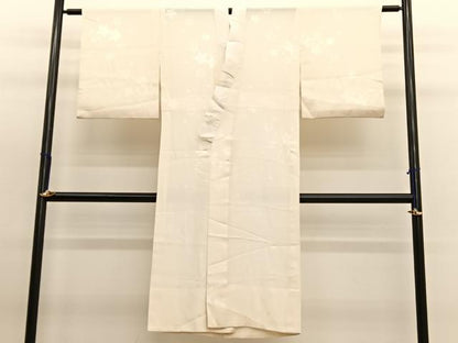 平和屋着物■長襦袢 無双仕立て ふくれ織 桜地紋 正絹 逸品 未使用 BAAW7782hv